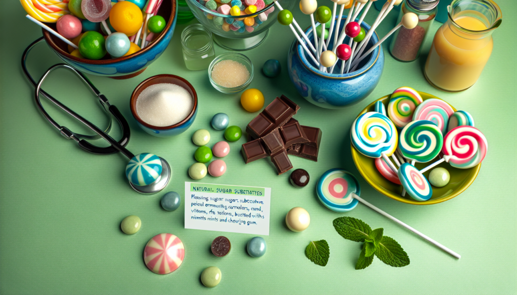 Na drewnianym stole biały cukier obok słoików z miodem stewią erytrytolem i owocami